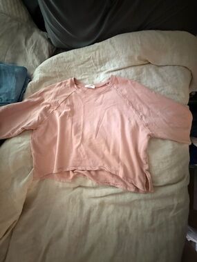 Zenana Outfitters Dusty Rose Cropped Crewneck Sweatshirt